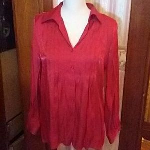 Sparkly bright red pleated blouse